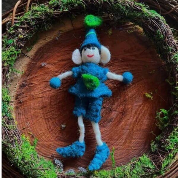 Wool blue leaf elf felt