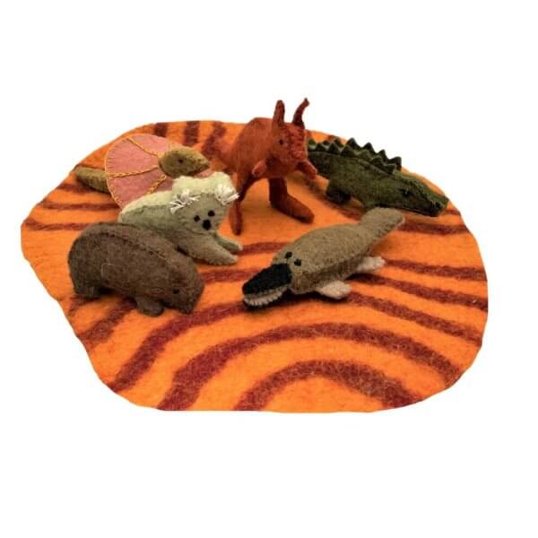 Australian felt animals on felt playmat