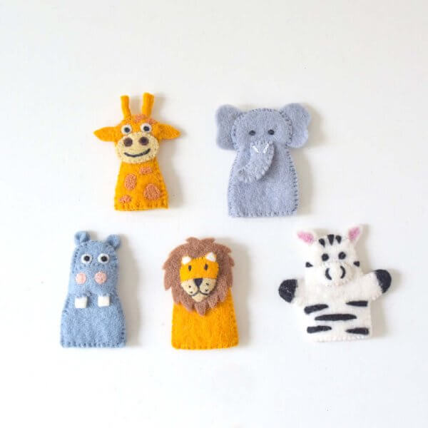 Tara Treasures safari 5 finger puppets | Bambino Eco Toys Tara Treasures safari 5 finger puppets