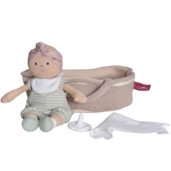 Bonikka Green Outfit Baby with Knitted Carry Cot | Bambino Eco Toys Bonikka Green Outfit Baby with Knitted Carry Cot
