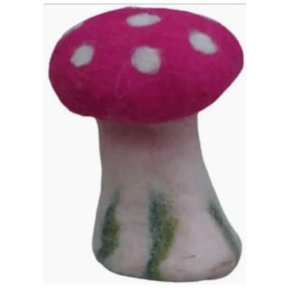 Pink felt mushroom toadstool