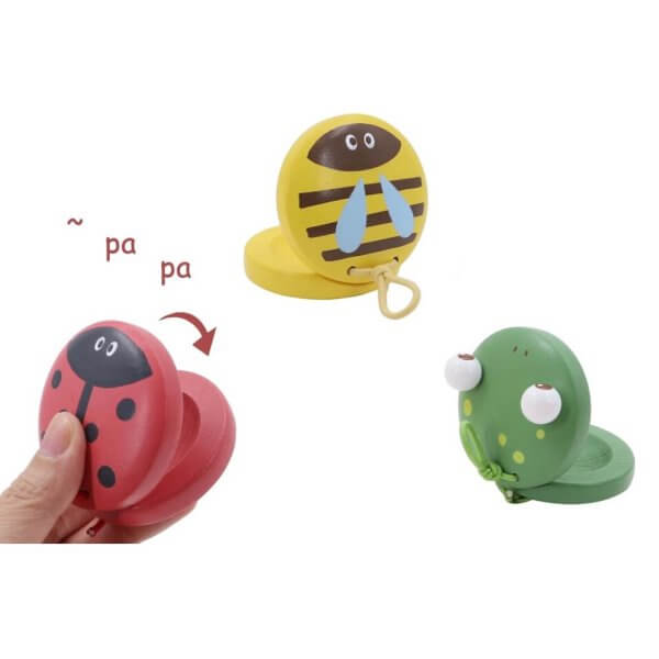 Wooden castanets spring time animals | Bambino Eco Toys Wooden castanets spring time animals