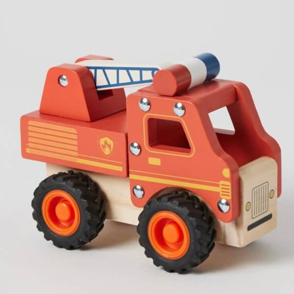 Ambulance wooden toy with rubber wheels