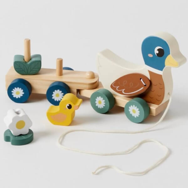 Duck pull along wooden train | Bambino Eco Toys Duck pull along wooden train