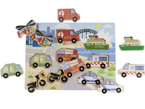 Australian Transport chunky wooden puzzle | Bambino Eco Toys Australian Transport chunky wooden puzzle