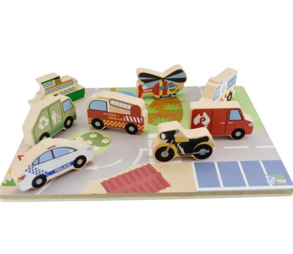 Australian Transport chunky wooden puzzle | Bambino Eco Toys Australian Transport chunky wooden puzzle
