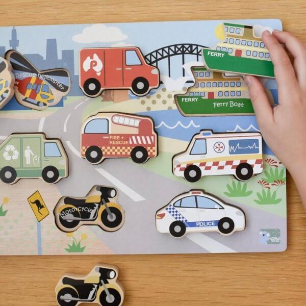 Australian Transport chunky wooden puzzle | Bambino Eco Toys Australian Transport chunky wooden puzzle