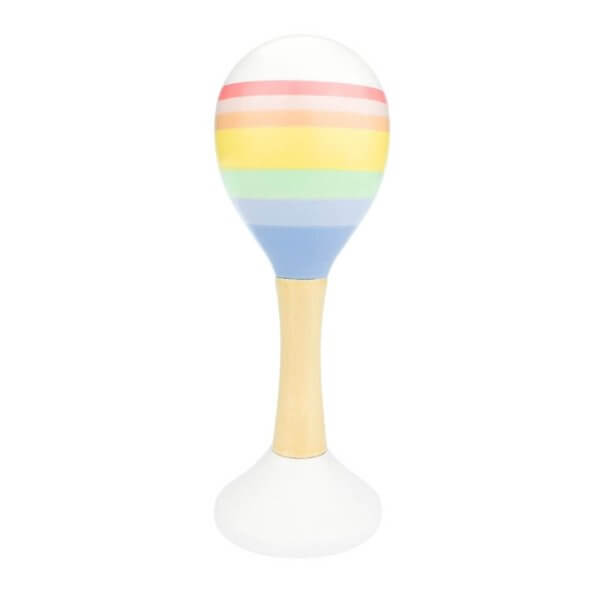 Rainbow wooden maraca | Bambino Eco Toys Rainbow wooden maraca