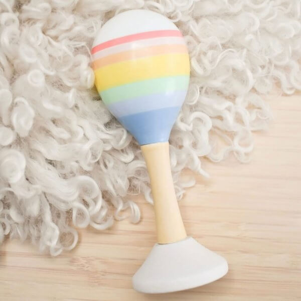 Rainbow wooden maraca | Bambino Eco Toys Rainbow wooden maraca