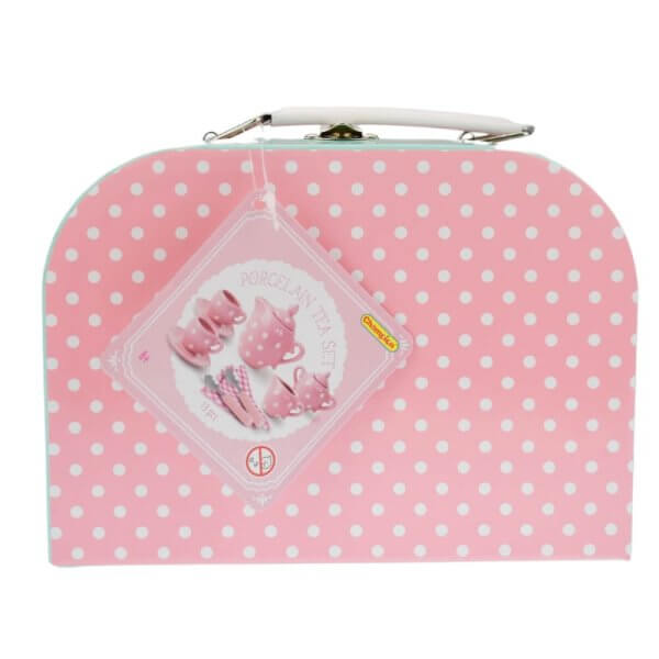 Porcelain tea set pink polka dot | Bambino Eco Toys Porcelain tea set pink polka dot