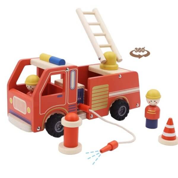 Wooden toy fire engine