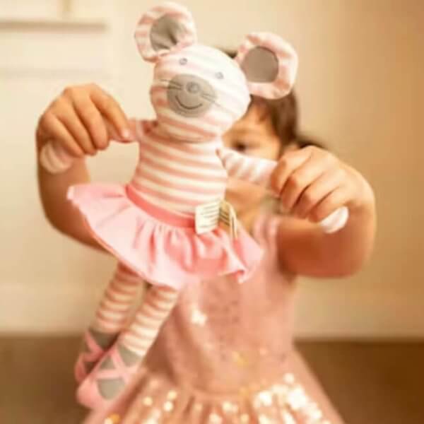 Apple park farm buddies pink ballerina mouse soft toy | Bambino Eco Toys Apple park farm buddies pink ballerina mouse soft toy