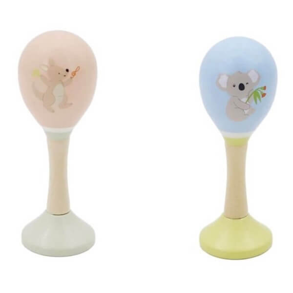 Koala and kangaroo wooden maraca