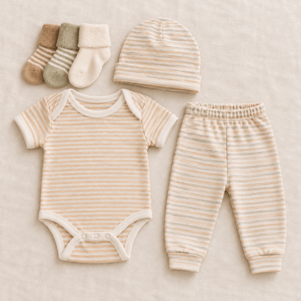 Fibre for good undyed natural organic cotton baby romper baby wear