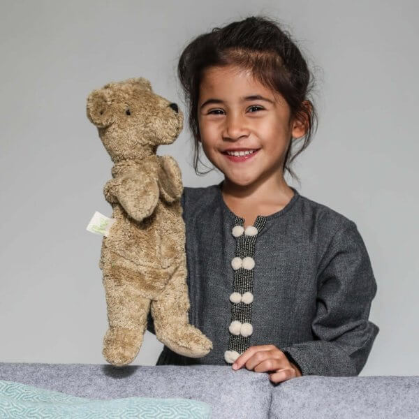 Senger natural organic beige bear hand puppet 33cm | Bambino Eco Toys Senger natural organic beige bear hand puppet 33cm