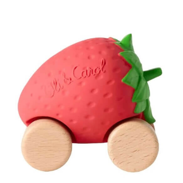 Oli and carol 100% natural rubber and wood strawberry car