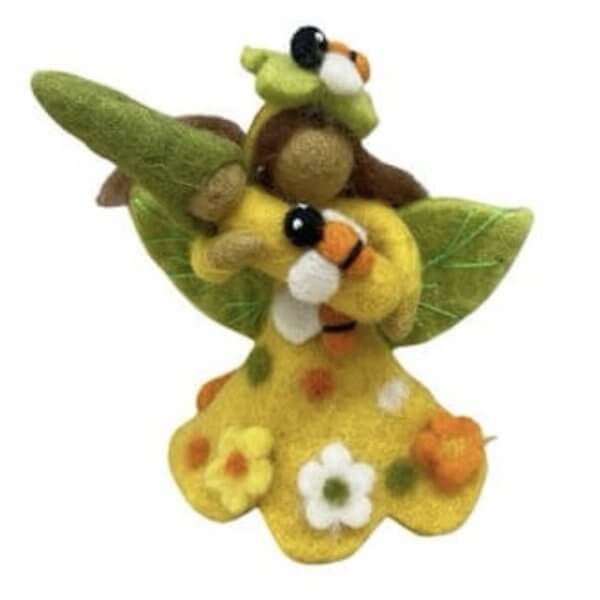 Honey bee fairy mother wool felt natural doll