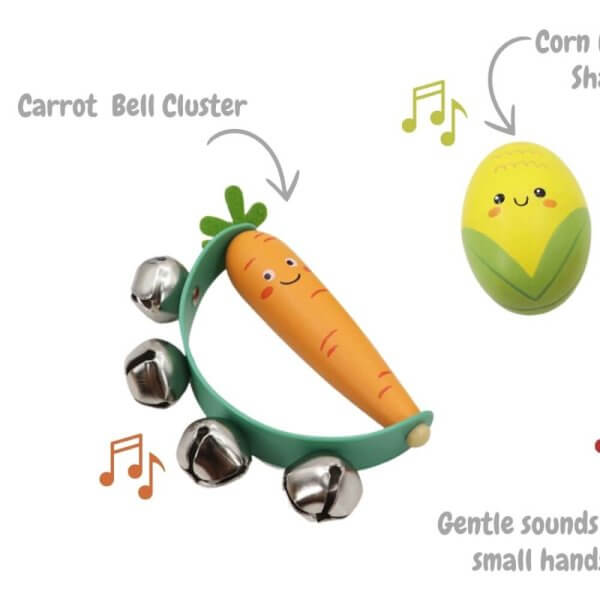 30c veggie wooden musical set | Bambino Eco Toys 30c veggie wooden musical set