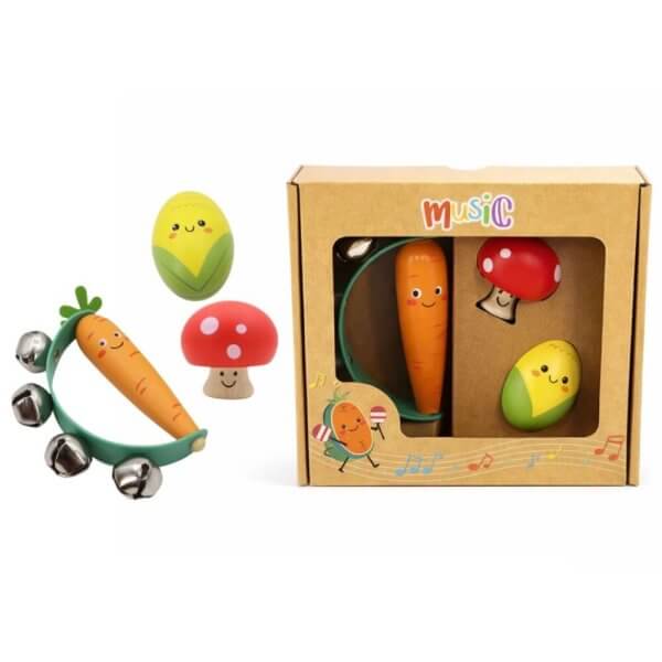 3pc veggie wooden musical set