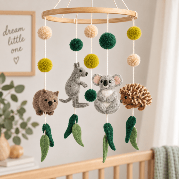 Vevoke australian animal baby nursery mobile wool felt