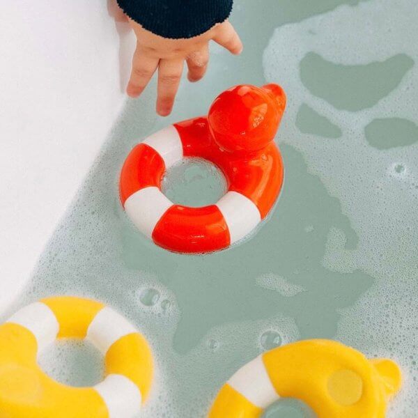 Oli and carol rubber duck red bath toy teether natural toys | Bambino Eco Toys Oli and carol rubber duck red bath toy teether natural toys