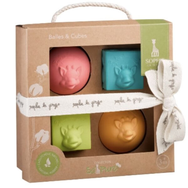 Sophie La Girafe Natural rubber 2 cubes and 2 balls