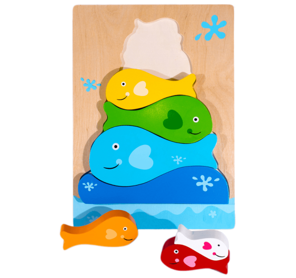 Kc puzzles fish and whale stacking wooden puzzle | Bambino Eco Toys Kc puzzles fish and whale stacking wooden puzzle