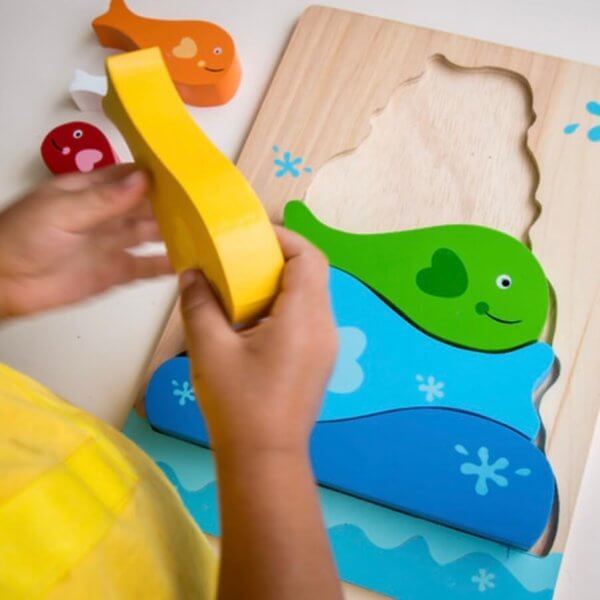 Kc puzzles fish and whale stacking wooden puzzle | Bambino Eco Toys Kc puzzles fish and whale stacking wooden puzzle