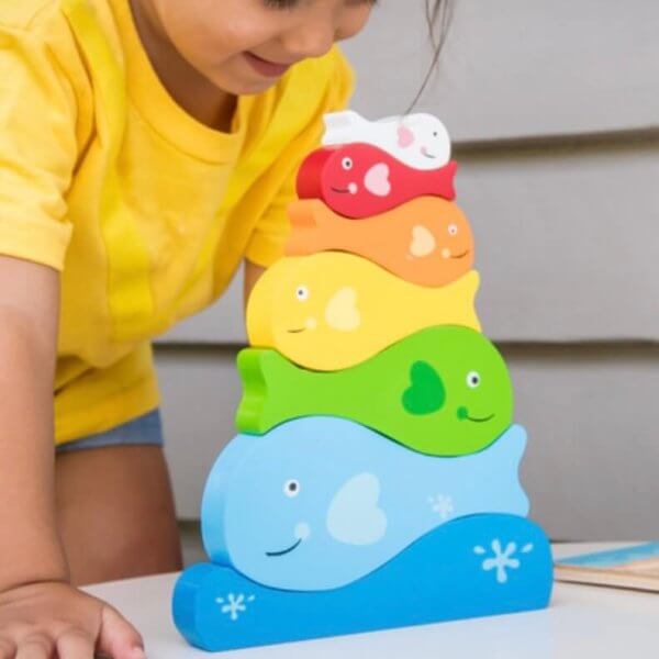 Kc puzzles fish and whale stacking wooden puzzle | Bambino Eco Toys Kc puzzles fish and whale stacking wooden puzzle