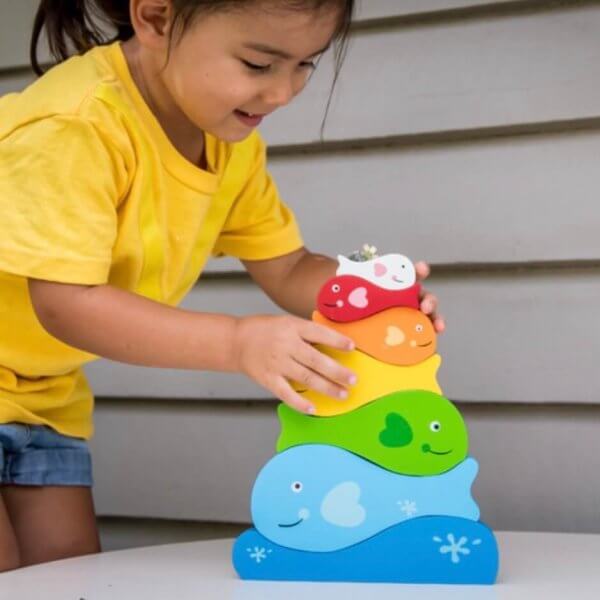 Kc puzzles fish and whale stacking wooden puzzle | Bambino Eco Toys Kc puzzles fish and whale stacking wooden puzzle