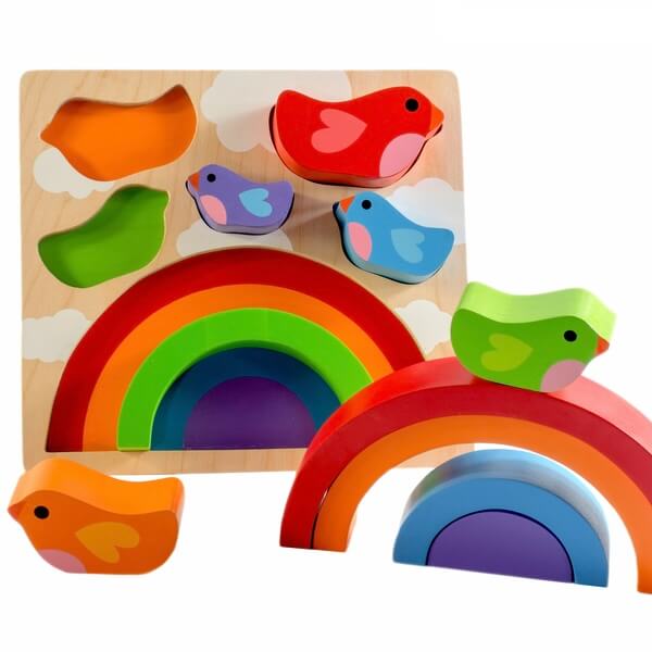 Kc puzzles birds and rainbow wooden puzzle
