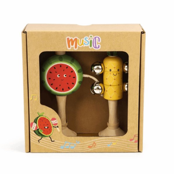 Two wooden fruit musical play set