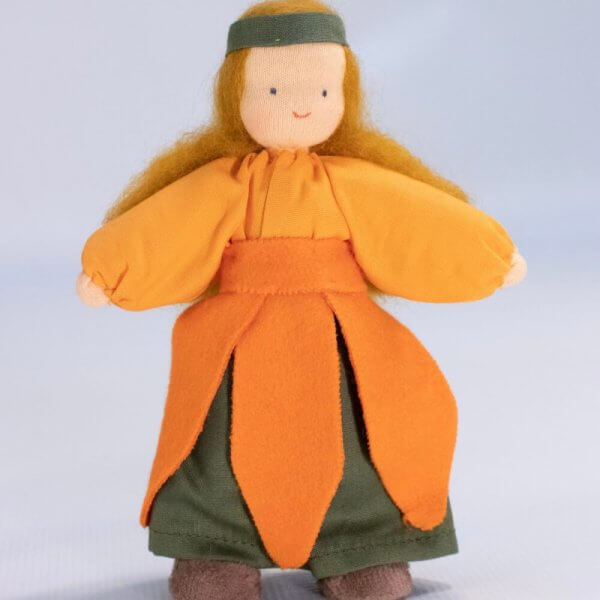 Pumpkin autumn girl Evi waldorf doll natural materials