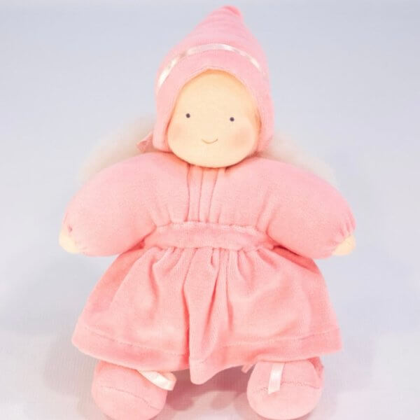 Evi fairy waldorf baby doll pink all natural doll