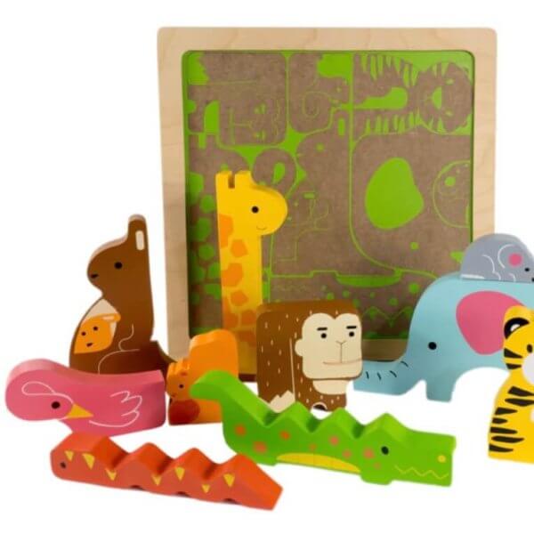 Kc puzzles wild animals chunky wooden puzzle | Bambino Eco Toys Kc puzzles wild animals chunky wooden puzzle