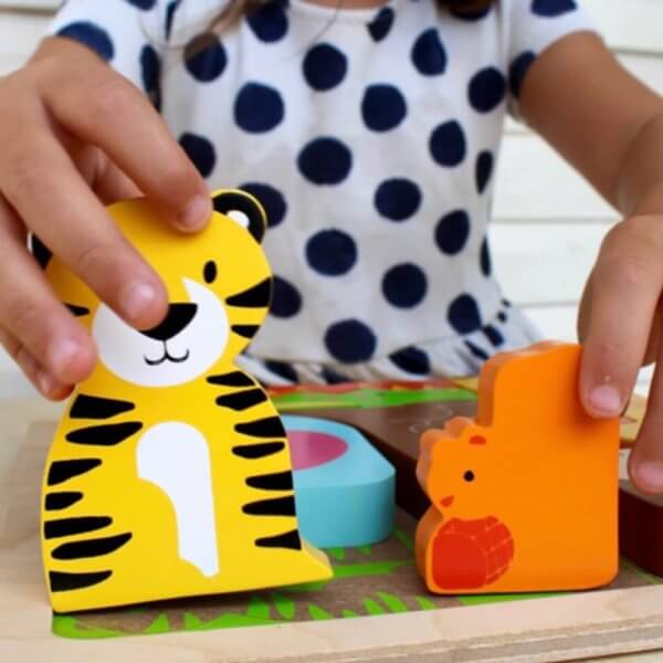 Kc puzzles wild animals chunky wooden puzzle | Bambino Eco Toys Kc puzzles wild animals chunky wooden puzzle