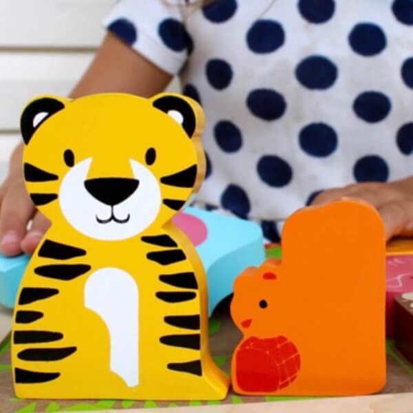 Kc puzzles wild animals chunky wooden puzzle | Bambino Eco Toys Kc puzzles wild animals chunky wooden puzzle
