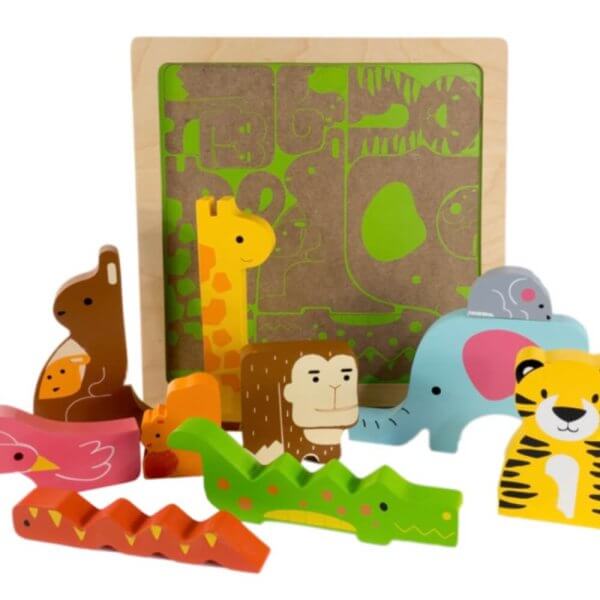 Kc puzzles wild animals chunky wooden puzzle