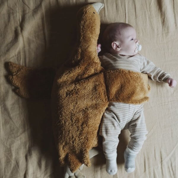 Senger Cuddly Animal large RUST goose with heat and cool pack | Bambino Eco Toys Senger Cuddly Animal large RUST goose with heat and cool pack