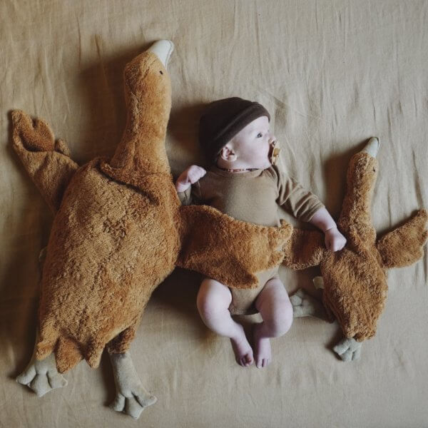 Senger Cuddly Animal large RUST goose with heat and cool pack | Bambino Eco Toys Senger Cuddly Animal large RUST goose with heat and cool pack