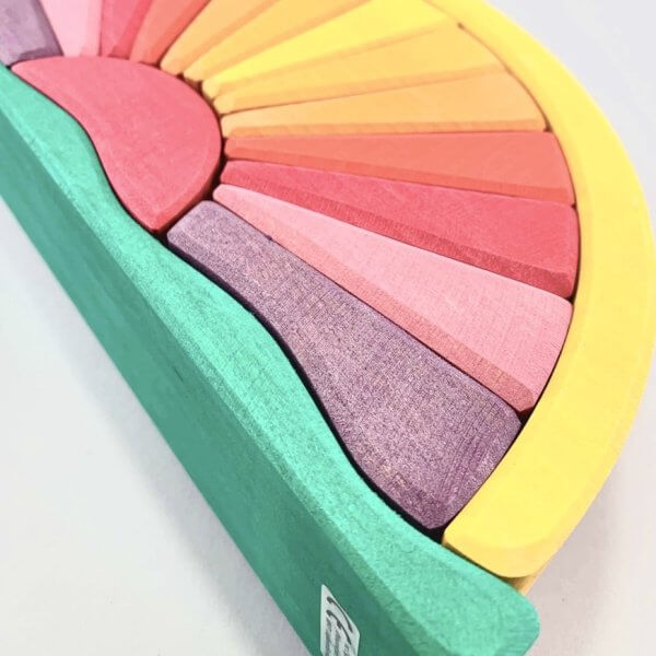 Gluckskafer Wooden Stacking Sunray Arch – Yellow & Purple | Bambino Eco Toys Gluckskafer Wooden Stacking Sunray Arch – Yellow & Purple