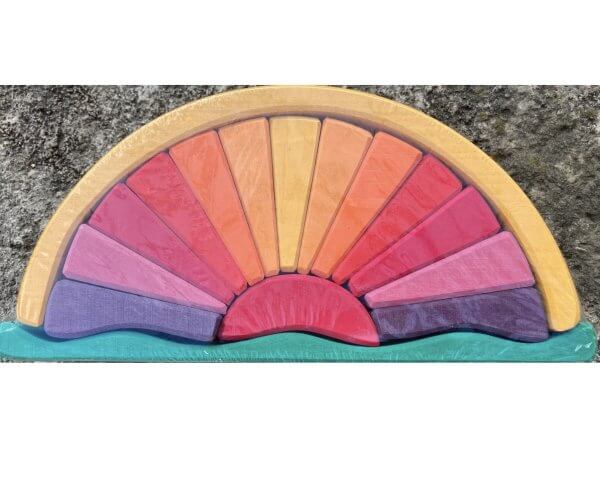 Gluckskafer Wooden Stacking Sunray Arch – Yellow & Purple | Bambino Eco Toys Gluckskafer Wooden Stacking Sunray Arch – Yellow & Purple