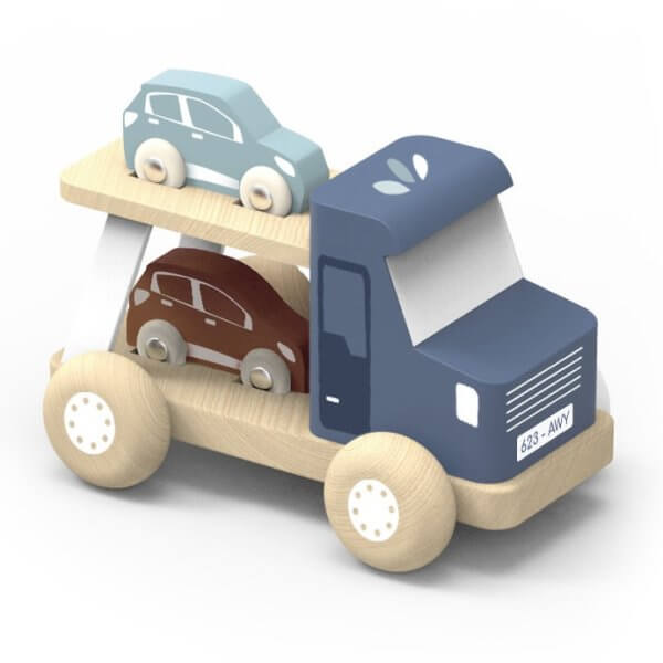 Speedy monkey wooden toy car carrier