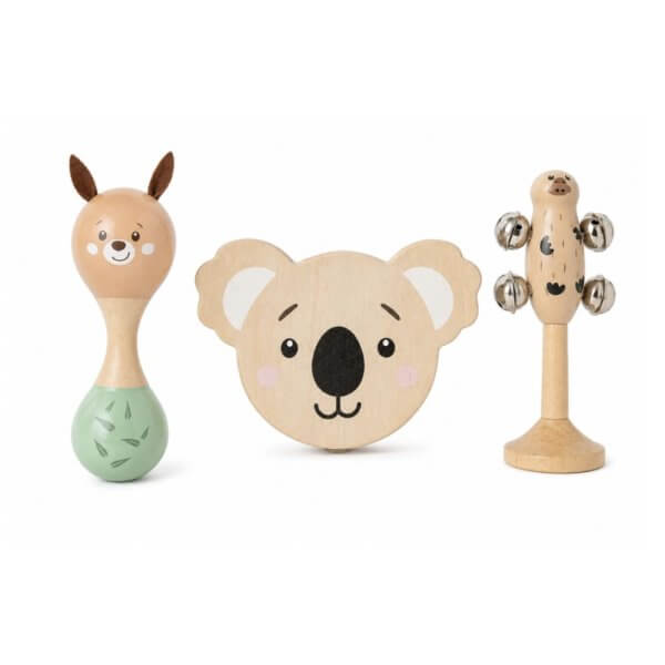 Wooden music 3pc set with koala kangaroo and platypus