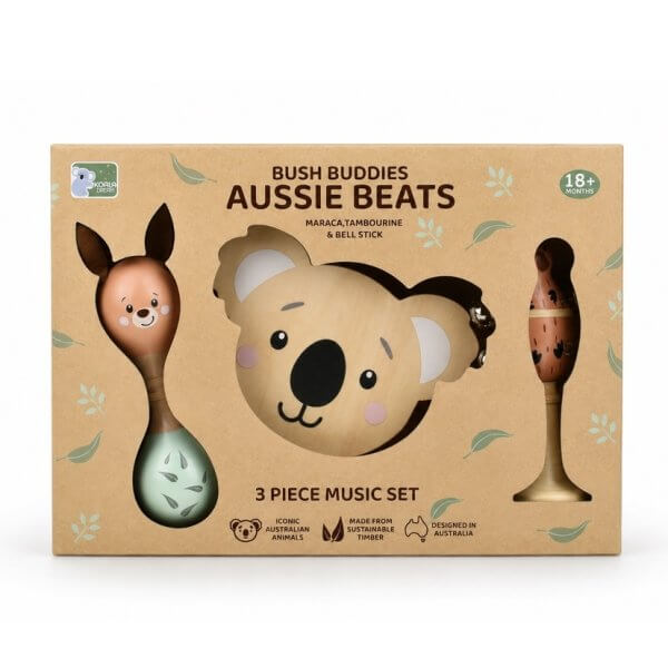 Wooden music 3pc set with koala kangaroo and platypus | Bambino Eco Toys Wooden music 3pc set with koala kangaroo and platypus