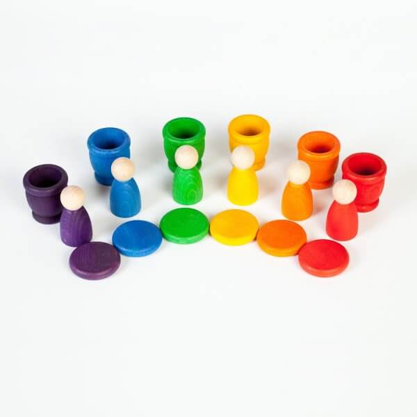 Grapat wooden open ended play nins, rings and mates play set