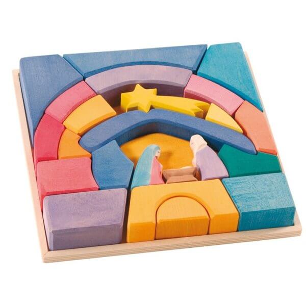 Ostheimer | Rainbow Nativity Blocks – 22 Piece Wooden Play Set