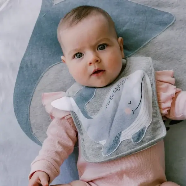 Mister fly cotton bib whale bib and whale playmat | Bambino Eco Toys Mister fly cotton bib whale bib and whale playmat